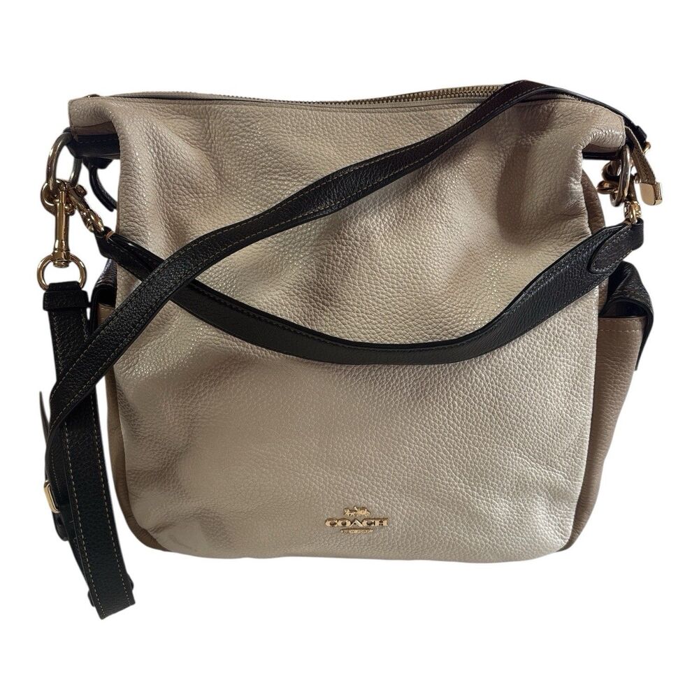 Coach Pennie Shoulder Bag Colorblock Chalk Multi Pocket Tote Leather 6154